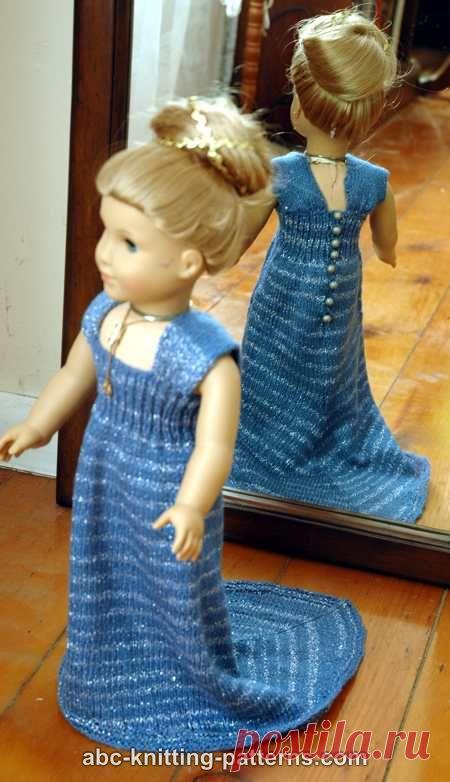 ABC вязание узоры-американская девушка кукла вечернее платье со шлейфом
