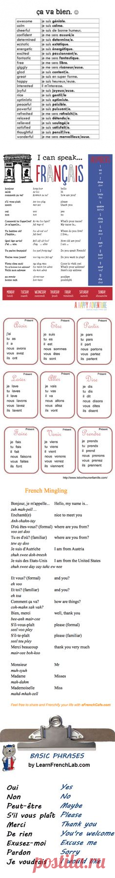 (1) French Adjective Feelings List for Bulletin Board