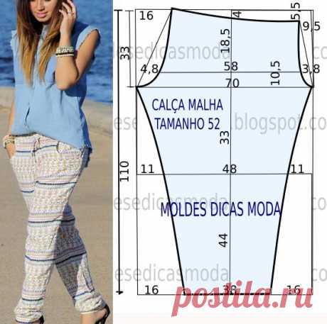 PASSO A PASSO MOLDE DE CALÇA DESCONTRAÍDA