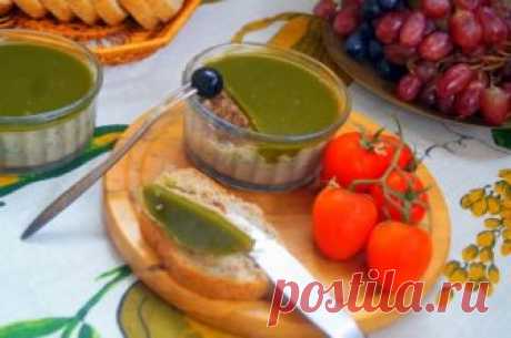 Паштет из куриной печени с зелёным желе : Закуски и бутерброды