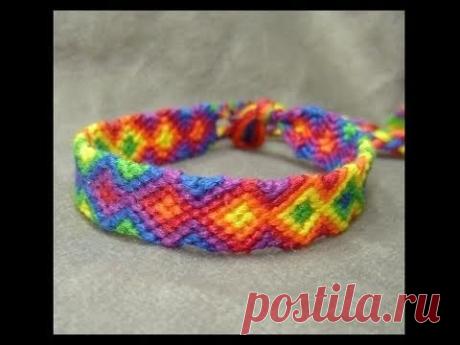 ► Friendship Bracelet Tutorial - Beginner - Rainbow Arrowhead
