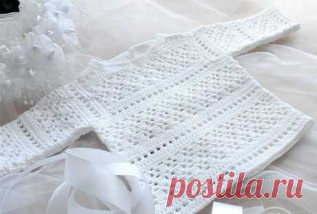 Белоснежная детская кофточка из Филдар - Crochet.Modnoe Vyazanie ru.rom