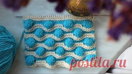 Узор Пузырьки. Вяжем спицами