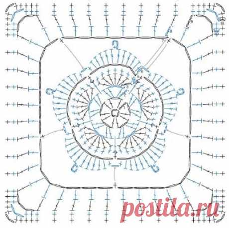 Схемы квадратных мотивов крючком, из которых действительно можно связать классные вещи! | Вязалки Веселого Хомяка | Дзен