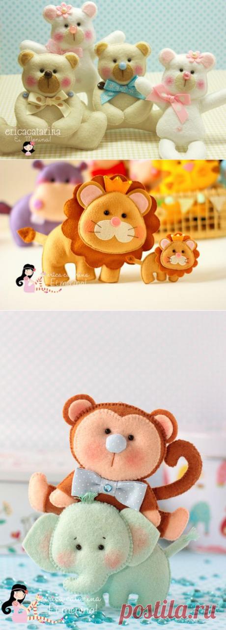 Милые зверушки из войлока бразильянки Еrica Catarina. .