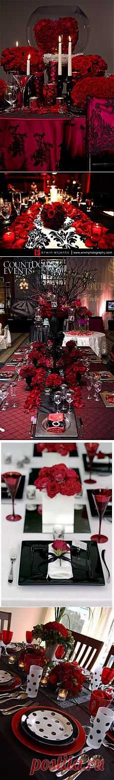 Tablescape ● Dramatic Red & Black | Table Design - Linens & Chairs | …