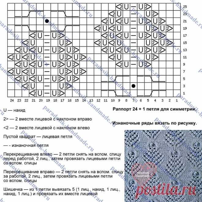 Новые красивые узоры в вашу копилочку, с хорошими схемами и описанием | Вязание с Paradosik_Handmade | Дзен