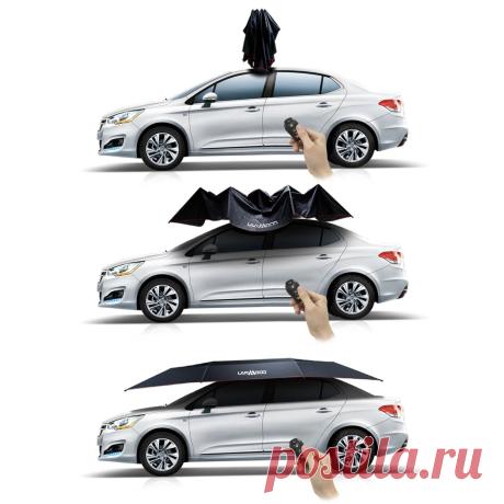 Lanmodo automatic car tent cover remote control portable waterproof uv proof sun shade carport waterproof all weather dual-use navy blue with a tripod fixing bracket Sale - Banggood.com