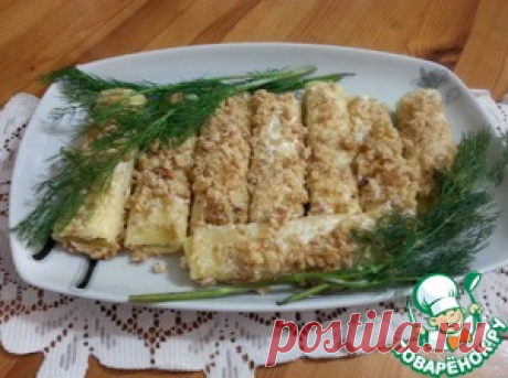 Сырные трубочки с чесноком и орехами