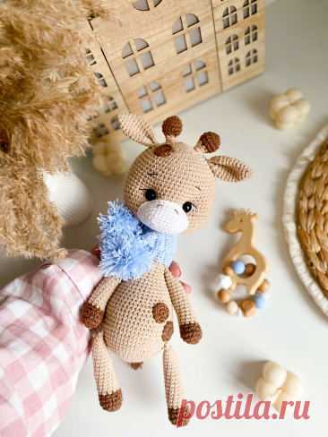 PDF Жирафик крючком. FREE crochet pattern; Аmigurumi toy patterns. Амигуруми схемы и описания на русском. Вязаные игрушки и поделки своими руками #amimore - большой жираф из обычной пряжи, жирафик.