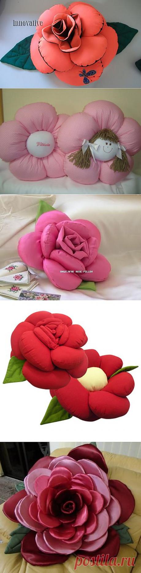Подушки-розы. Идеи и видео мастер-класс..