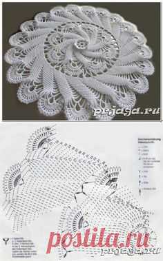 Салфетка крючком «Круговорот», схема