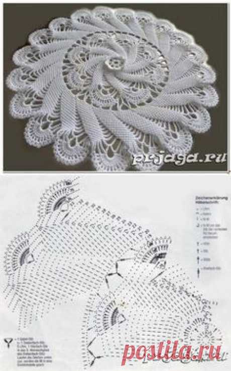 Салфетка крючком «Круговорот», схема