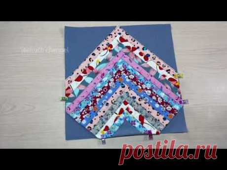 Beautiful handbag with a pocket made of scrap fabric