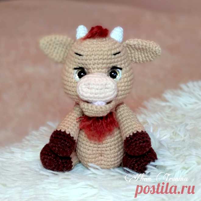PDF Бычок Лаврик крючком. FREE crochet pattern; Аmigurumi animal patterns. Амигуруми схемы и описания на русском. Вязаные игрушки и поделки своими руками #amimore - корова, коровка, телёнок, бык, маленький бычок.