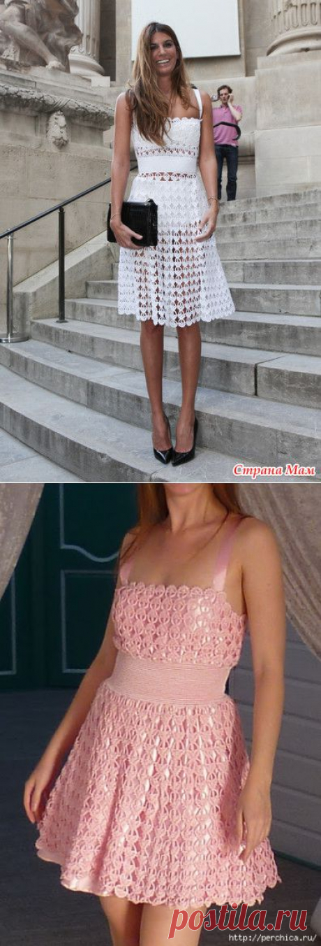 Платье крючком по мотивам D&amp;G *Перо Ангела*