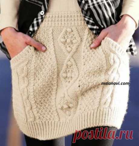 Вязаная юбка спицами с ромбами | Вяжем с Лана Ви
