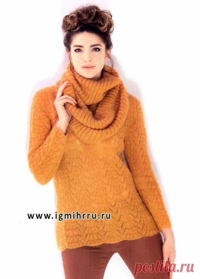 Прекрасный выбор для осени! Теплый и уютный пуловер и шарф-хомут. Спицы