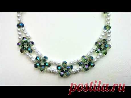 Elegant bridal necklace. Beading tutorial for beginners