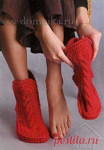 Вязаные носки-сапожки » Вязание крючком и спицами схемы и модели