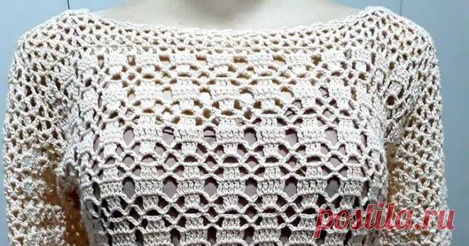 Blusa em crochê, marfim. Maravilhosa!!! Artesanatos em croche e trico