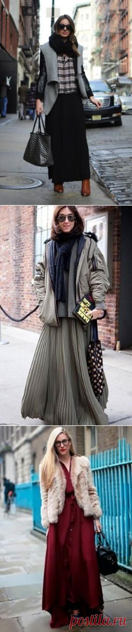 Длина макси в тёплых образах.