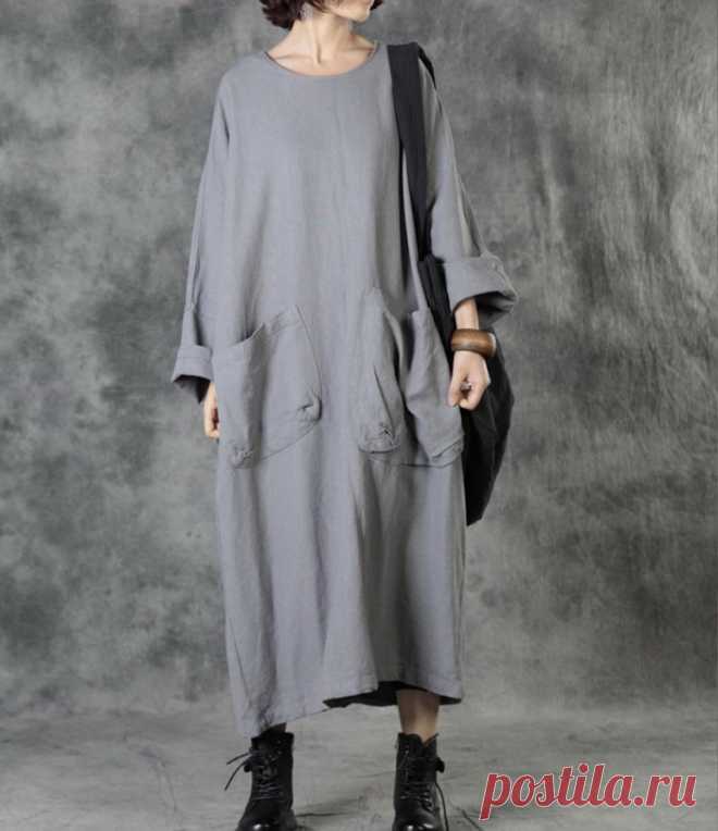 Women Maxi Dresses gray dress LongSleeves dresses Long | Etsy