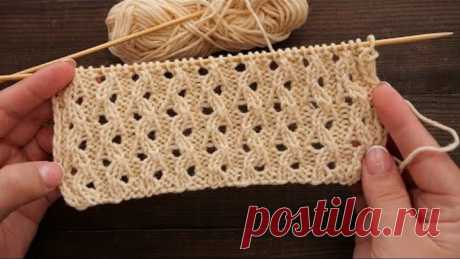 Резинка из ажурных петель спицами 🥨 Lace Ribs - Knitting Stitch Patterns