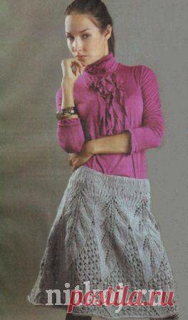 Серая ажурная юбка спицами » Ниткой - вязаные вещи для вашего дома, вязание крючком, вязание спицами, схемы вязания