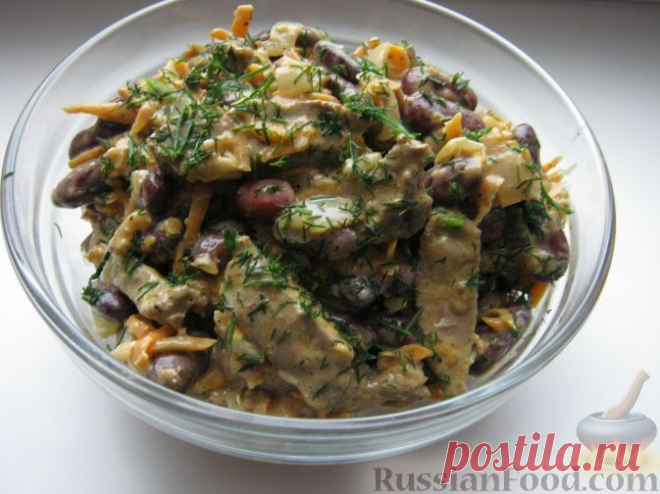 Салат из фасоли с печенью на RussianFood.com