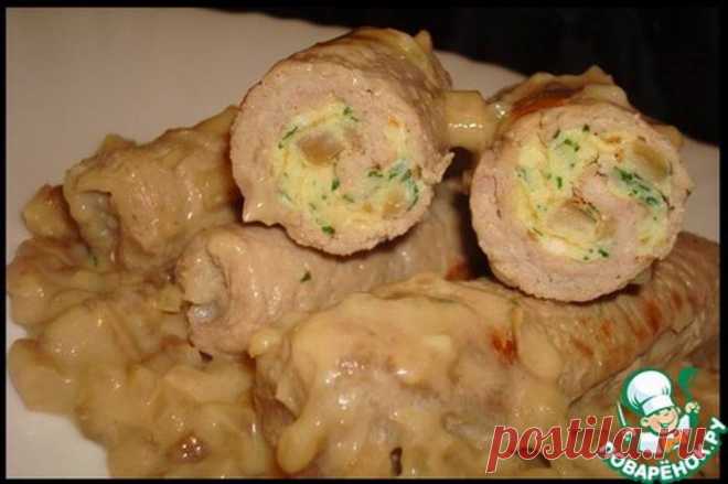 Крученики в ароматной подливке из белых грибов