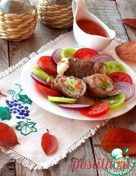Мясные рулетики "Гарнир внутри" - кулинарный рецепт