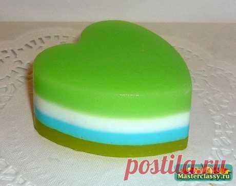 Мыло ручной работы Многослойное сердце, Мастер класс по мыловарению