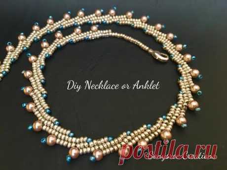 Beautiful Beaded Necklace or Anklet..( Herringbone Stitch) 👍🏻