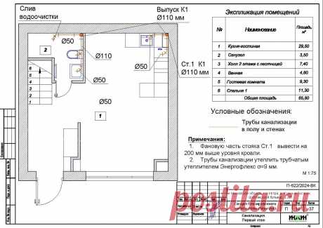 Проект отопления частного дома, пример 2400