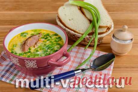 Сырный суп с копченой курицей в мультиварке
