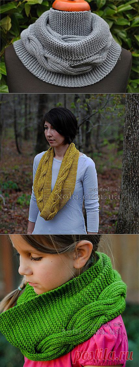 Вязаный спицами шарф-снуд Millwater - «Мельница».