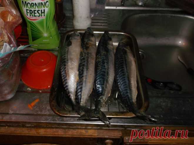 Достать скумбрию с холодильника разморозить.