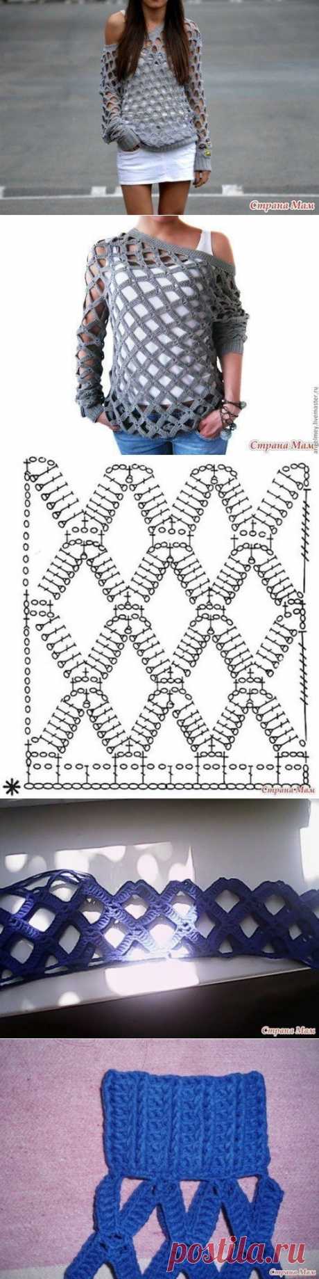 Кофта-сетка, вязанная крючком
