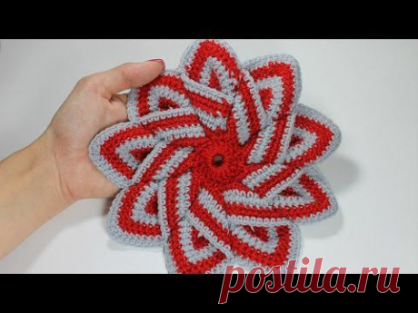 Уроки вязания крючком - подставка под горячее - YouTube