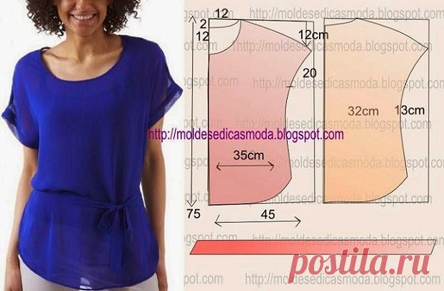 Blusa casual feminina tecido fino corte e costura passo a passo Faça o molde da blusa casual feminina tecido fino seguindo o passo a passo que encontra em baixo. este trabalho é feito com rigor para facilitar o molde...
