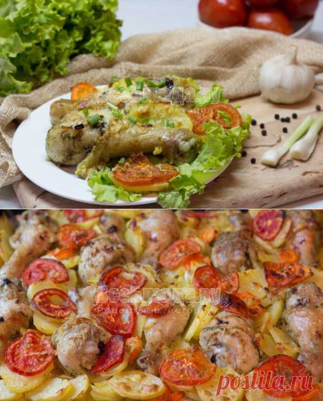 Как приготовить куриную голень в духовке с картошкой и морковкой, рецепт с фото | Все Блюда