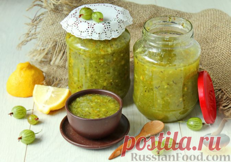 Рецепт: Варенье из крыжовника с лимоном и апельсином (без варки) на RussianFood.com