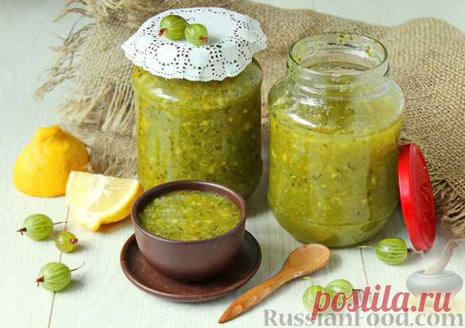 Рецепт: Варенье из крыжовника с лимоном и апельсином (без варки) на RussianFood.com
