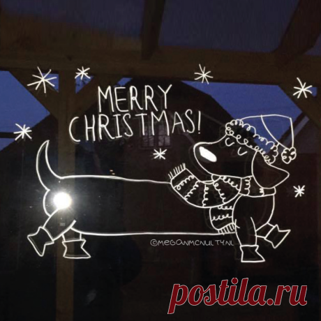 Merry christmas teckel raamtekening Een vrolijke merry christmas teckel raamtekening. Voor de echte hondenliefhebber maar ook de rest, want wie wil er nou geen teckel met kerstmuts op hun raam hebben staan?