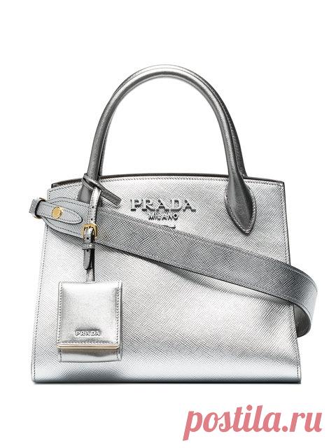 Prada Monogram Metallic Tote Bag - Farfetch Shop Prada Monogram Metallic Tote Bag.