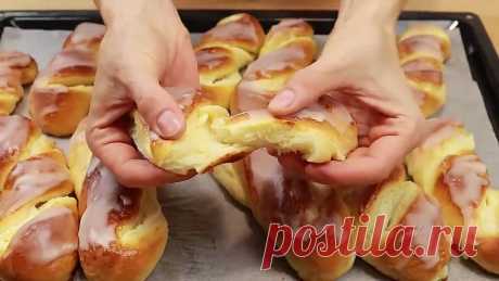 Воздушные БУЛОЧКИ с Творогом и Глазурью, самые вкусные!