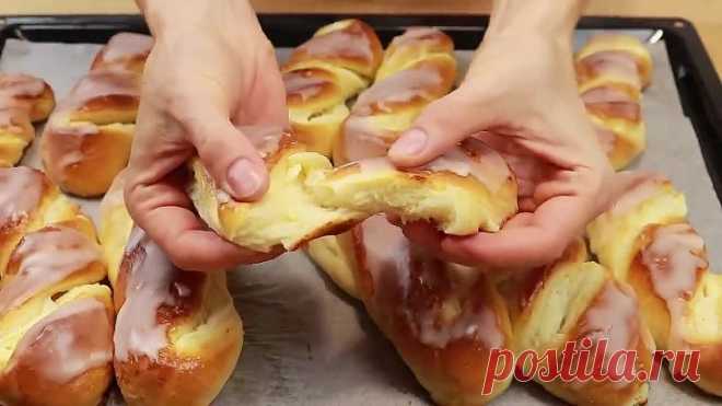 Воздушные БУЛОЧКИ с Творогом и Глазурью, самые вкусные!