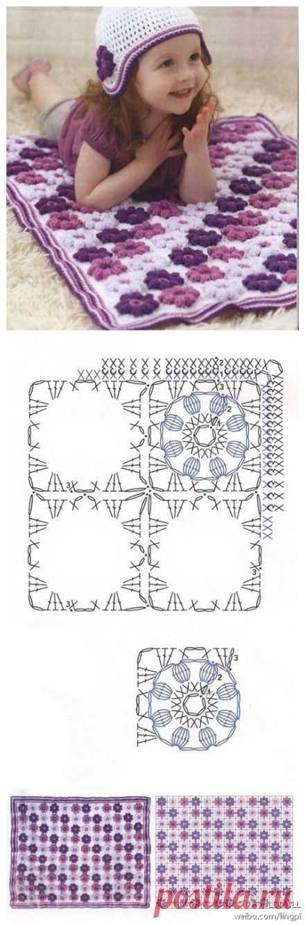 плед крючком / Handmade / Вязание / Pinme.ru / Виктория Бондаренко