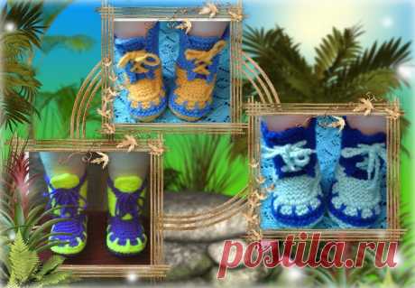 Пинетки спицами двухцветные с МК